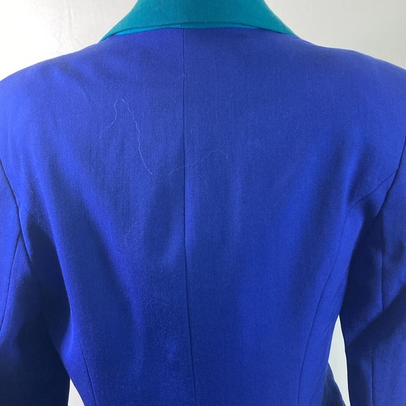 Hugo Buscati Milano Vintage Blazer Blue & Green Wool Gaberdine Made in U.S.A. - Picture 6 of 9